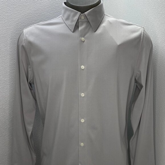 Theory Men's Shirt Vapor Gray Size L | Sylvain Structured Knit Long Sleeve - Picture 1 of 10